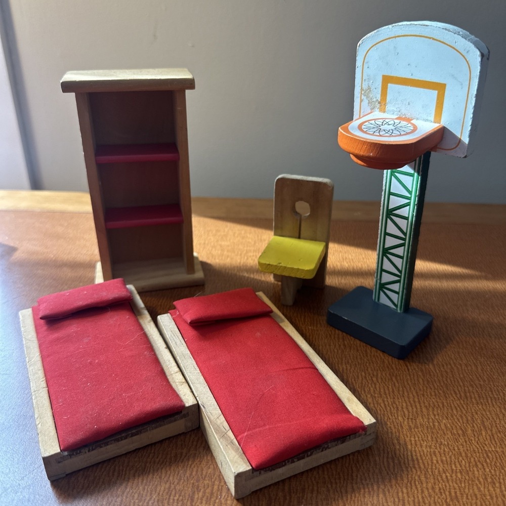 Kidcraft Dollhouse Furniture:‎ Bookshelf, Beds, B-ball Hoop, Chair